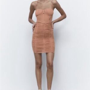 Ruched Tulle Corset dress color is CHAMPAGNE NWOT